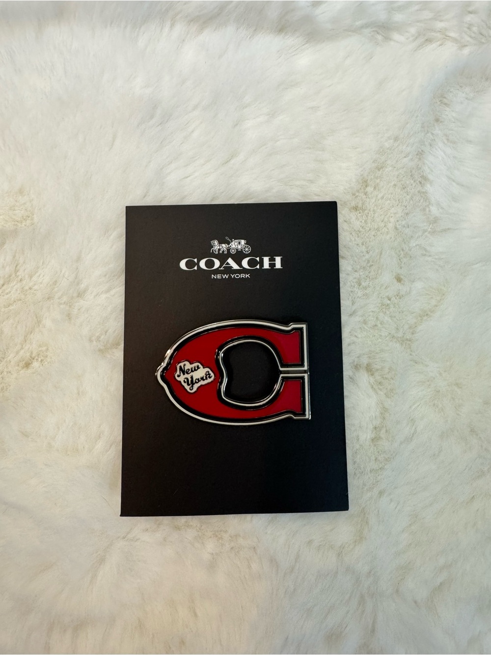 Coach Red and Black Enamel 'C' New York Pin